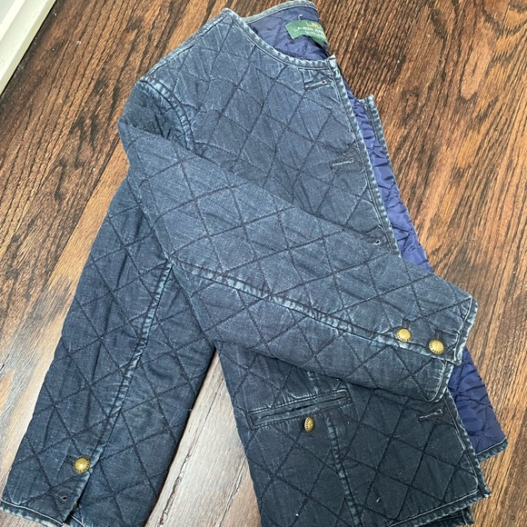 Chambray Quilted jacket with brass button - Picture 7 of 9